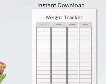 Simple Printable Weight Loss Tracker Template (Digital Download) PDF
