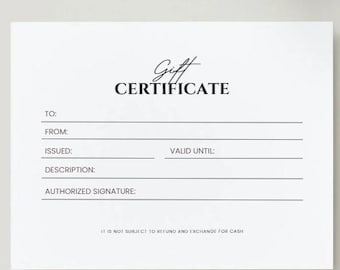 Printable Gift Certificate Template – PDF & PNG Digital Download
