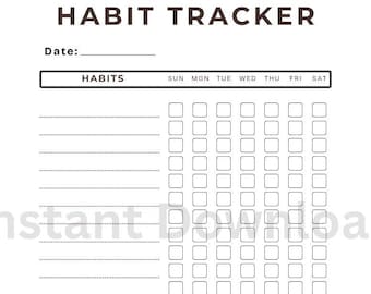 Minimalist Weekly Habit Tracker – Daily Routine Planner Printable PDF