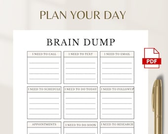 Brain Dump Planner Printable, ADHD Productivity To Do List (PDF Download)