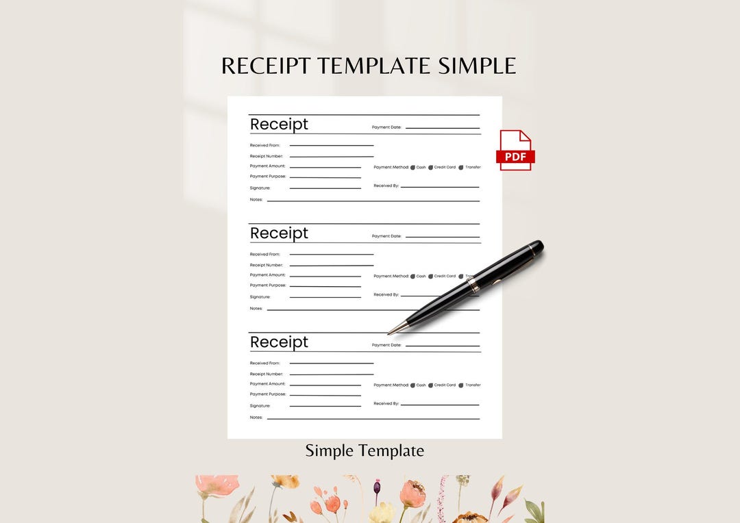 Receipt Editable Mini Editable PDF Receipt Template, Small Business Invoice (instant Download ...