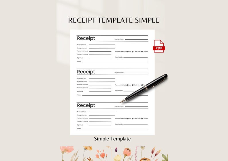 Editable PDF Receipt Template, Small Business Invoice (instant Download ...