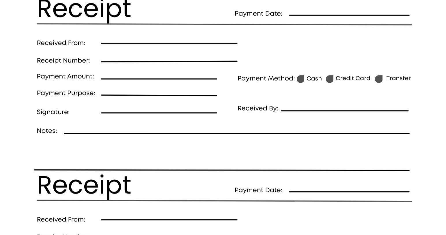 Receipt Editable Mini Editable PDF Receipt Template, Small Business Invoice (instant Download ...