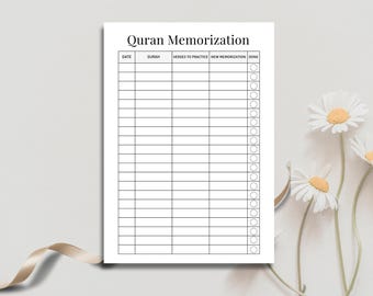 Quran Memorization Planner | Daily Hifz Tracker (PDF & PNG Download, US Letter Size)