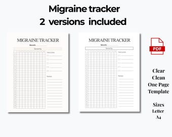 Migraine Tracker Printable | One Page Headache Log | Monthly Migraine Symptom Tracker | Pain & Trigger Log | PDF Instant Download