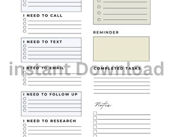 ADHD Brain Dump Printable: Task List Template ADHD Daily Planner for Adults Minimalist Organizer