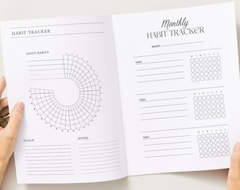 Afdrukbare gewoontetrackerbundel | Minimalistische pdf (16 pagina's)