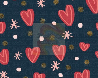 Navy Doodle Hearts Seamless File Repeating Pattern