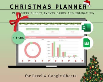 Christmas Gift | Budget Planner | Google Sheets | Excel Template | Holiday Shopping List Organizer