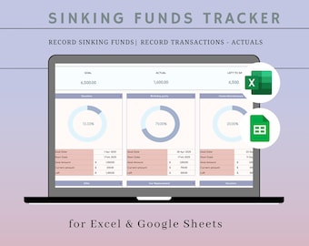 Sinking Funds Tracker | Savings Goal Spreadsheet | Budget Planner for Excel & Google Sheets