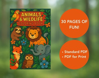 Animals & Wildlife Coloring Book for Kids | 30 Pages Animal Coloring Fun