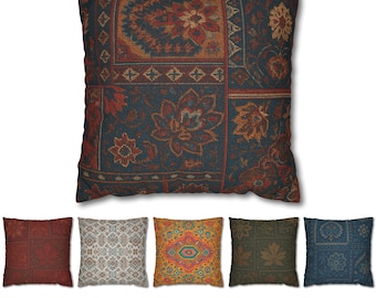 Boho Kilim Style Throw  Pillow Cover, Vintage Kilim Design, Printed Decorative Cushion