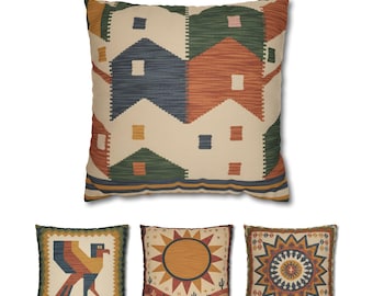 Geometric Throw Pillow Cover, Southwestern Aztec Design, Boho Cushion