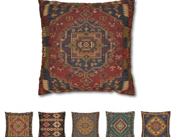 Boho Kilim Pillow | Tribal Cushion Cover | Farmhouse Rustic Decor | Ethnic Pattern Sofa Throw
