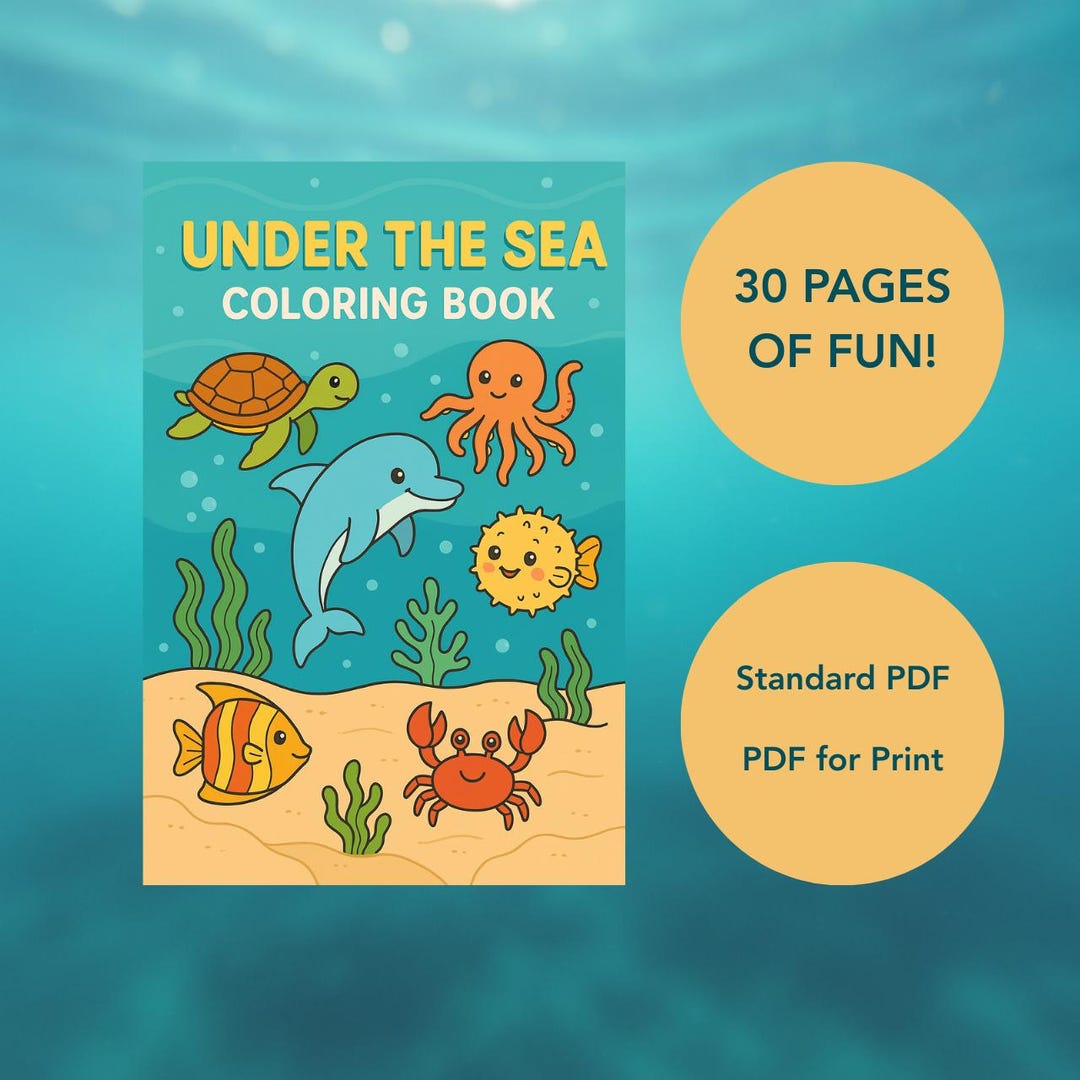 Under the Sea Coloring Book | Ocean Animals Printable PDF for Kids, 30 ...