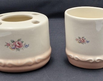 ヴィンテージのワグナー＆ライダー製歯ブラシホルダーとすすぎカップ…バスルームの装飾品