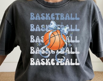 Basketball Coquette Bow Png, Preppy Hand Drawn Basketball Shirt Design, Basketball Mom Png, Girly Sports Sublimation, Game Day Png