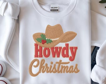 Howdy Christmas PNG, Latch Hook Yarn Western Christmas PNG, Faux Yarn Christmas PNG, Cowboy Christmas, Chunky Knit Design