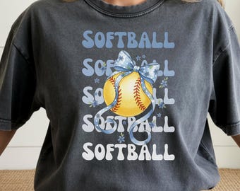 Girly Softball Bow PNG, Coquette Shirt Design (Digital Download)