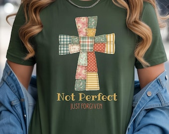 Nicht Perfekt Nur Vergeben Png, Patchwork Kreuz Design, Inspirierende Christliche Png, Glaube Png, Religiöse Png, Trendige Bibel Vers Png