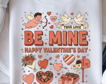 Coquette San Valentino Png, Collage di San Valentino Png, Grafica per maglietta Preppy Be Mine, Trendy Valentine Png, Design a sublimazione Galentine