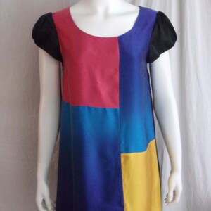 Vintage 90s Silk Color Block Dress - Kensie - Small