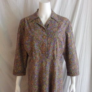 Vintage 1950s Floral Cotton Dress: Volup XL Summer Day Dress