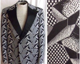 Vintage 1970s Sport Coat Wild Geometric Print Disco Caddyshack Medium