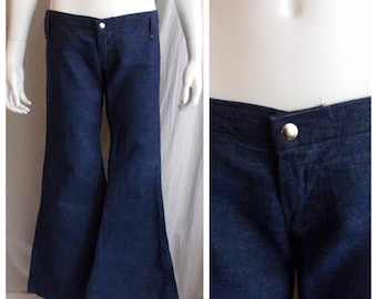 Vintage 1970s Jeans Hip Hugger Bellbottoms Super Low Rise 3 Inch Zipper