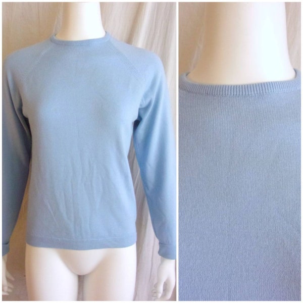 Vintage 1960s Sweater Sky Blue Acrylic Pullover Medium