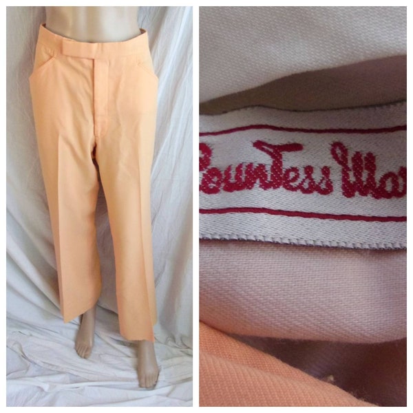 Vintage 1970s Mens Pants Orange Disco Caddyshack Countess Mara Waist 34