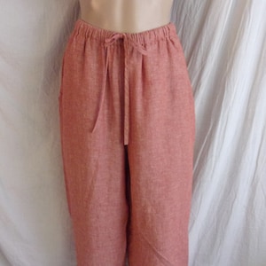 Vintage 1990s Pants Linen Loose Cut Cropped Length FLAX Large