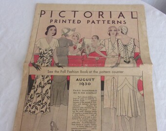 Vintage 1930 Fashions Patterns Flyer Newsprint 1930s Fashions