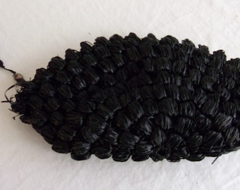 Vintage 1960s Purse Clutch Cellophane Raffia Black Zip Top