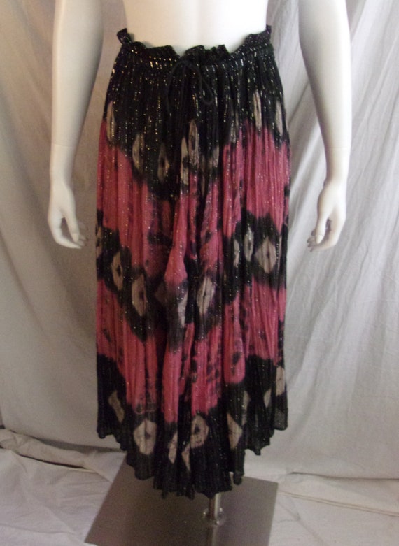 Vintage 1970s Maxi Skirt Pink and Black Tie Dye G… - image 2