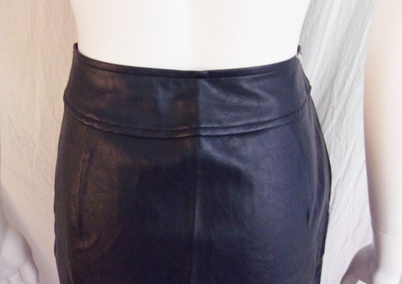 Vintage 1970s Skirt Blue Faux Leather Pencil Skir… - image 7