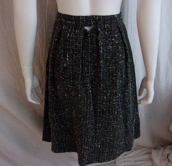 Vintage 1950s Skirt Atomic Fleck Wool Tweed Black… - image 2