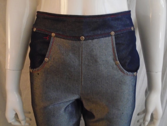 Vintage 1990s Jeans Blue and Silvered Denim Rave … - image 3