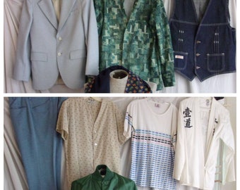 Vintage 1970s and 1980s Menswear Wholesale Lot Shirts Pants Jackets