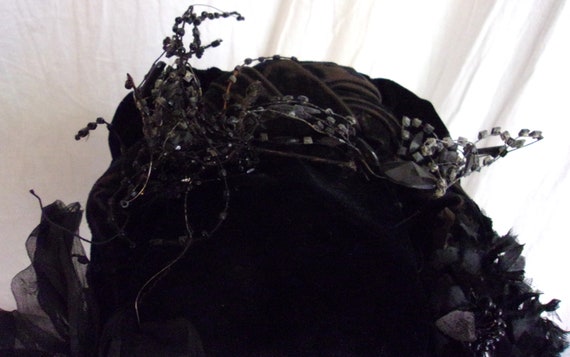 Vintage 1880s Bonnet Antique Victorian Hat Velvet… - image 4