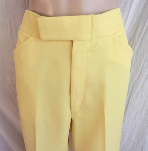 Vintage 1970s Pants Bright Yellow Izod Polyester … - image 5