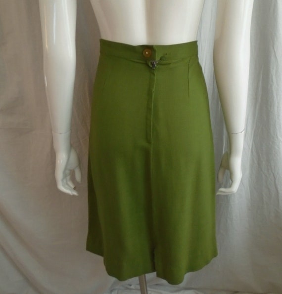 Vintage 1960s Suit Olive Dress Linen Mod Skirt Su… - image 2