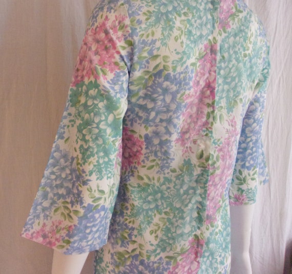 Vintage 1970s Mini Dress Floral with Lace Collar … - image 5