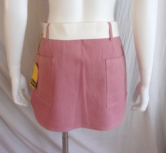 Vintage 1970s Mini Skirt Hip-hugger Mauve with Wi… - image 3