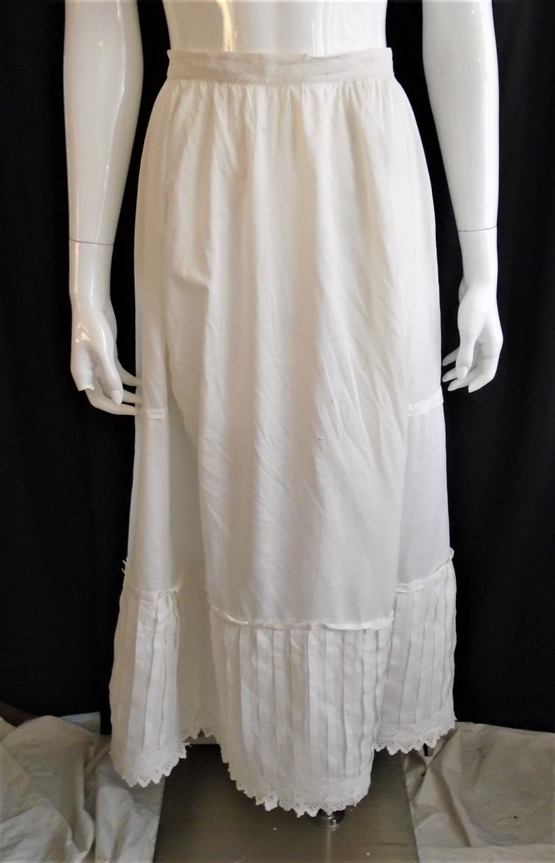 Vintage 1900s Petticoat Edwardian White Pleated Cotton Skirt | Etsy