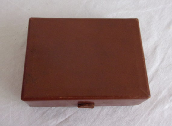 Vintage 1950s Box Brown Leather Jewelry Box Unisex - image 4