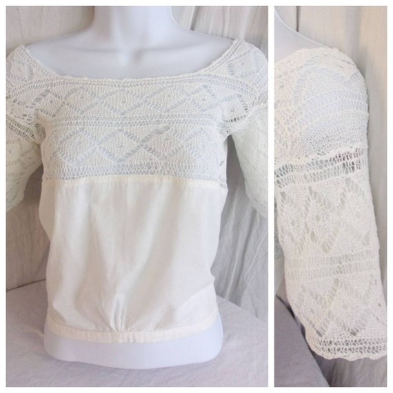 【送料込】 Cotton White 1910s Crochet makky｜半袖 – Blouse トップス