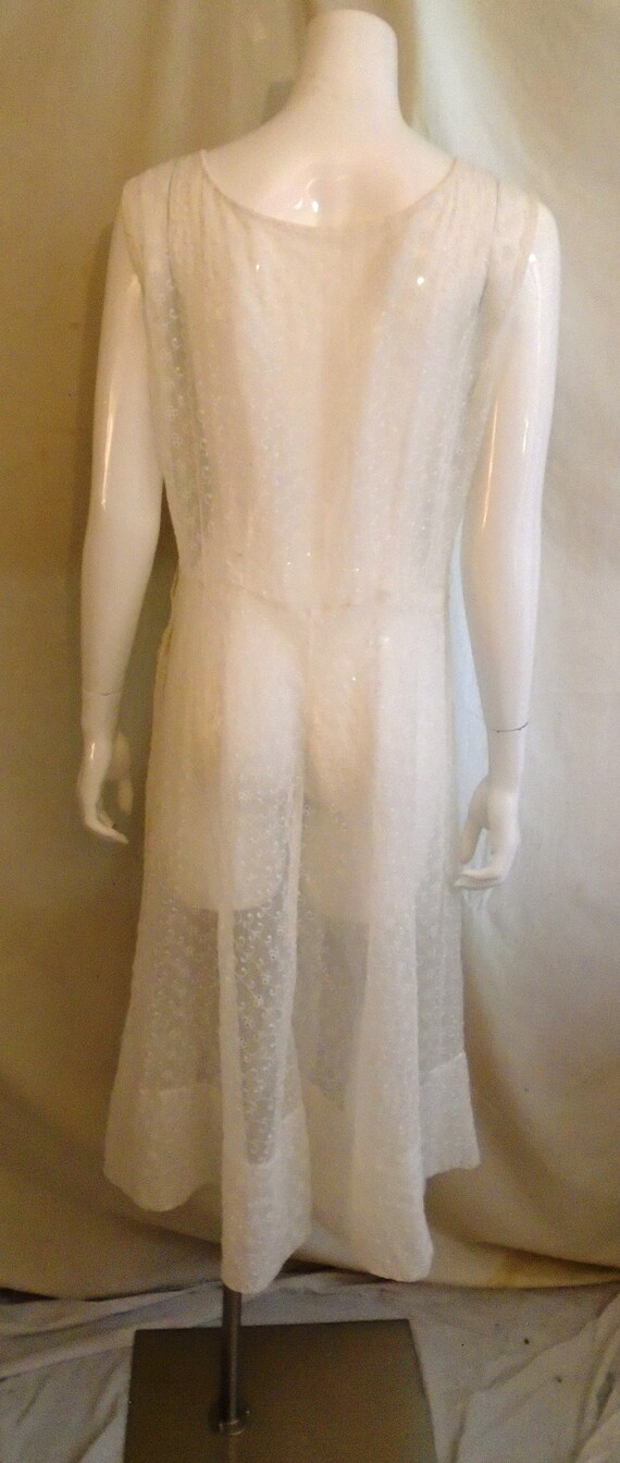 SALE Late 1940s Vintage Dress White on White Shee… - image 2