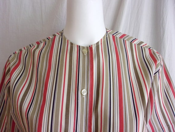 Vintage 1960s Blouse Striped Cotton Button Down T… - image 7