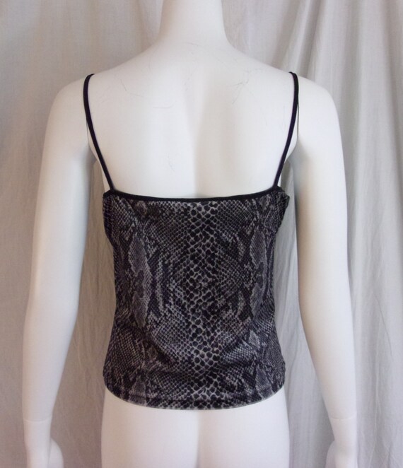 Vintage 1990s Tank Top Stretch Velvet Snakeskin P… - image 2